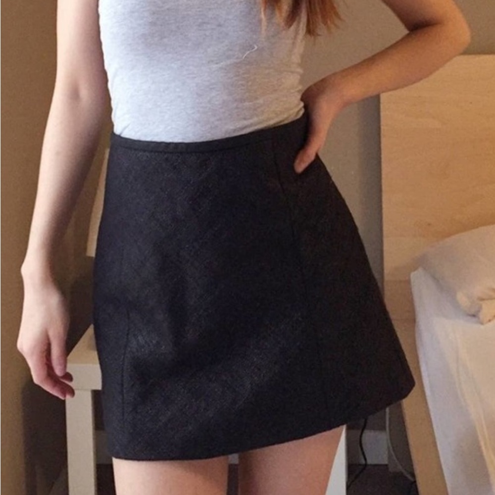 Theory Eddria L Cross Hatch Ecru Silk Wool Skirt